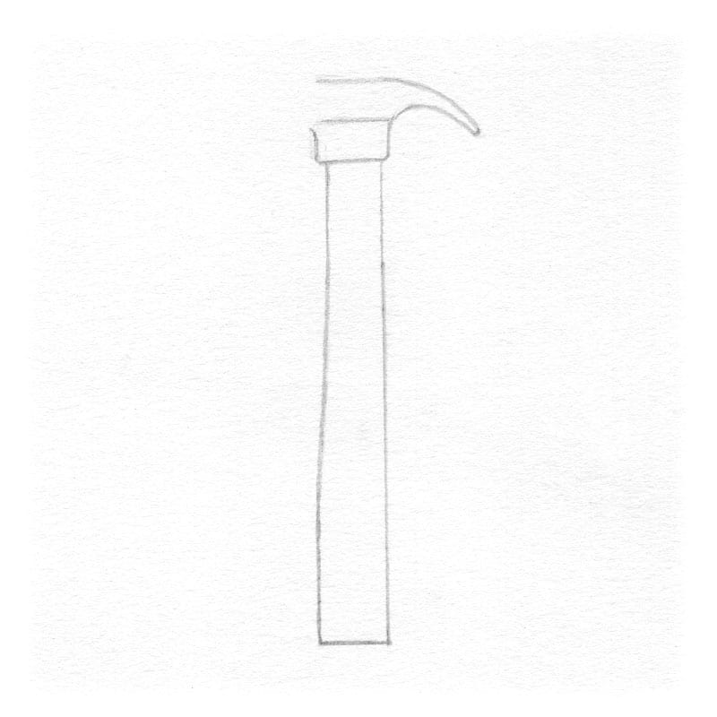 Dessinez l'arrache-clou de votre marteau.